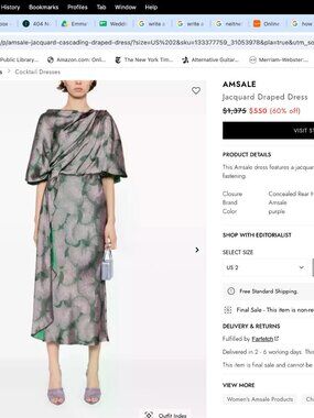 Amsale purple jacquard draped dress size 8